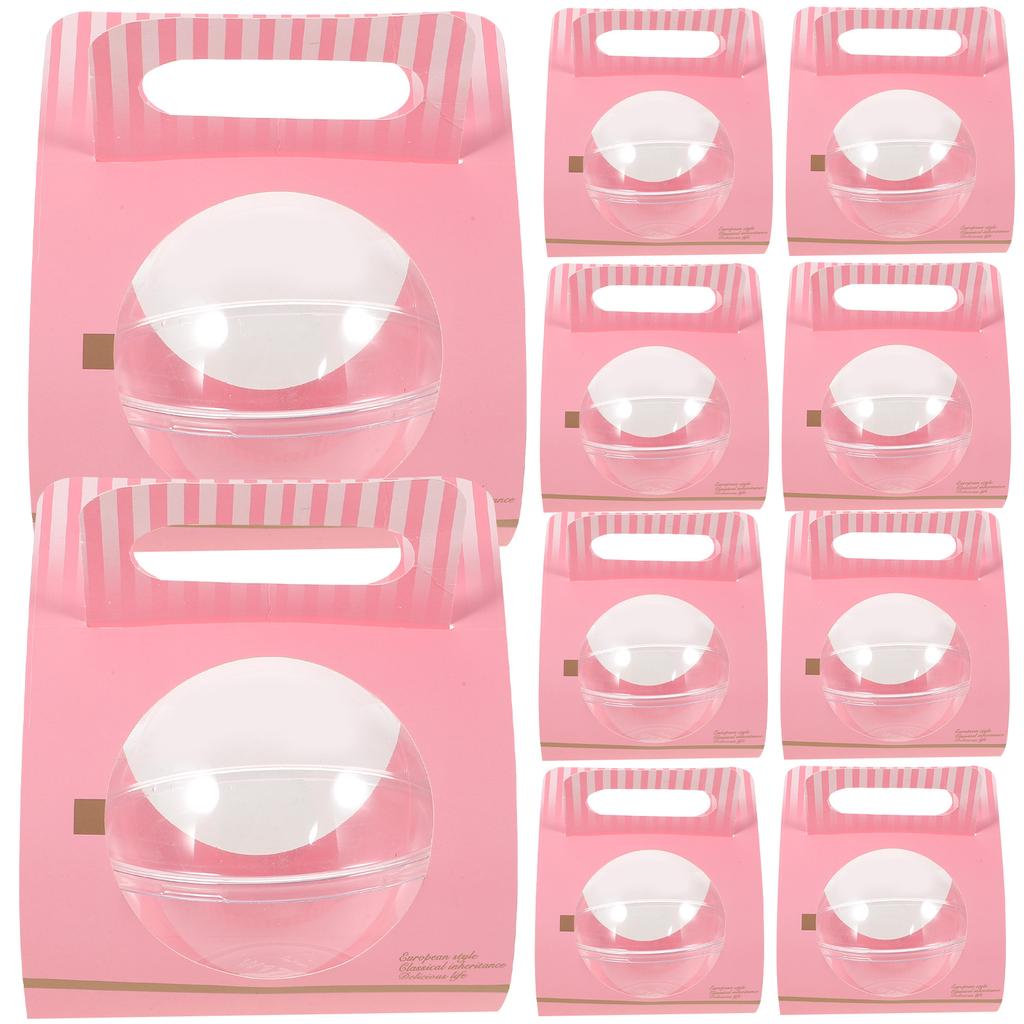 10Pcs Pink Shape Transparent Cake Container Lightweight Portable Mousse Box for Cake Cookie Bread Storage