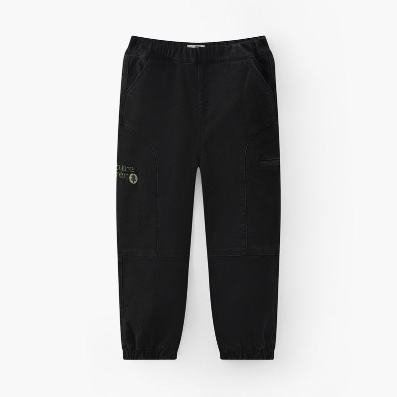 Mqd Children s Clothing Boys  Fleece-Lined Thickened Volcanic Rock Jeans 2025 Winter New Style Children s Loose-Fitting Jogger Pants Black 110