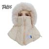 Cold Weather Gear for Women Winter Balaclava Hat, Quilted Face Mask Hood Zipper Closure, Fuzzy Trim, Thermal Neck Warmer Fleece Lined, Warm Windproof