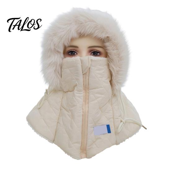 Cold Weather Gear for Women Winter Balaclava Hat, Quilted Face Mask Hood Zipper Closure, Fuzzy Trim, Thermal Neck Warmer Fleece Lined, Warm Windproof