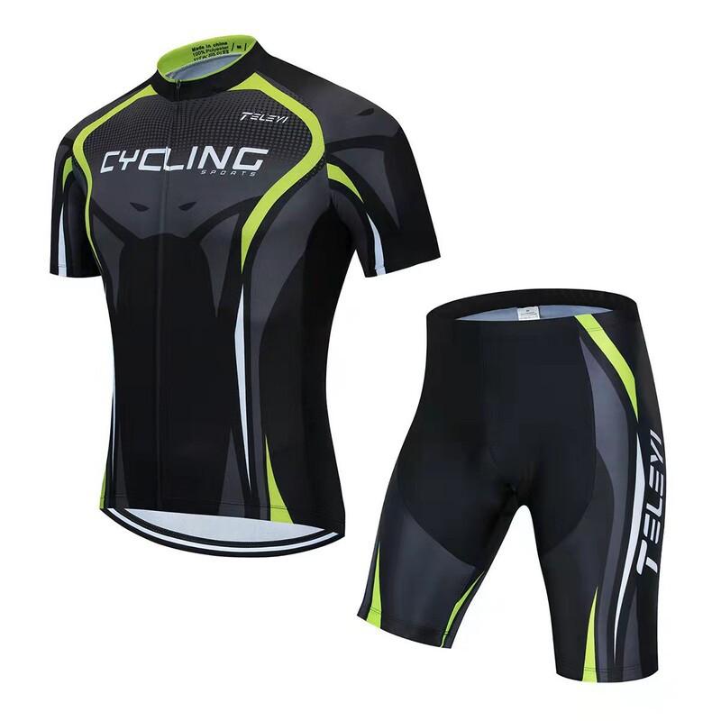 Mens Quick-Dry Breathable Cycling Jersey Shorts Set Road Bike Riding