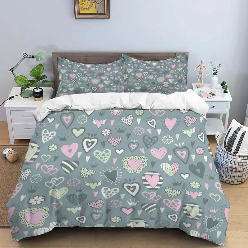 Cartoon Love Hd Print Bedding SettChildren King Size Bedding SetBoyGirlS Bed Double Bed Duvet Covers Pillowcase Bedding Set