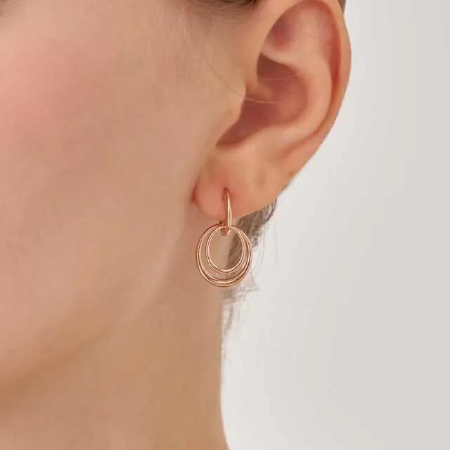 14K GF Double Ring One-Touch Bold Earrings C24EGF228
