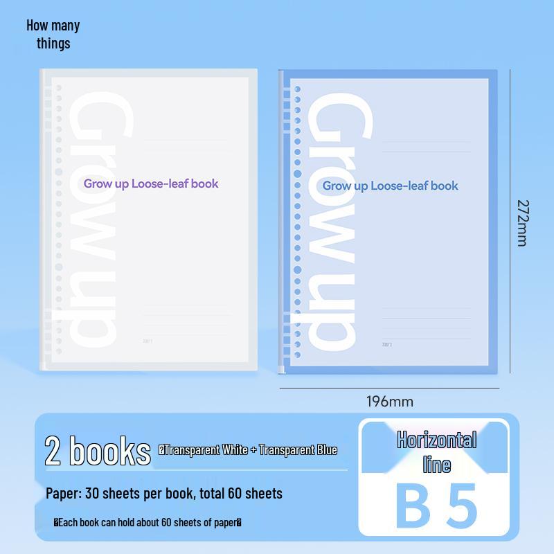 Comfortable Colorful Loose-Leaf Binder: B5/A4/A5, Detachable & Replaceable Pages, Ideal for College Students Studying for Exams