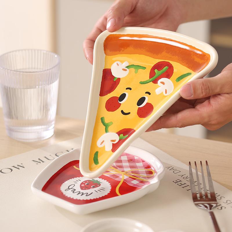 Cute Bread Shaped Ceramic Plate Seasoning Serving Dish Spice Snack Plates Fruit Sushi Bowl Kitchen Tableware Accessories