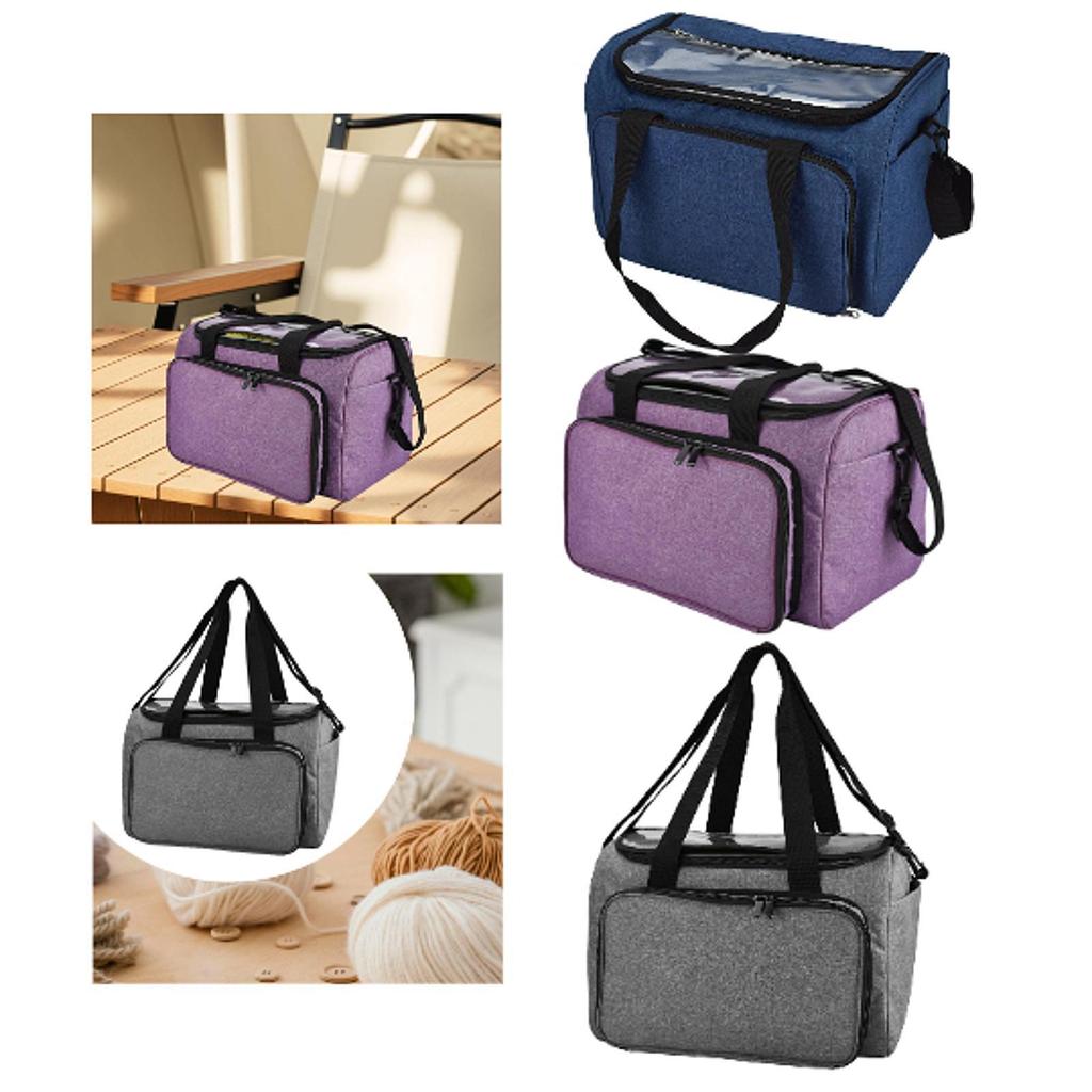 Knitting Tote Bag Crochet Bag Shoulder Bag with Inner Divider Large Portable