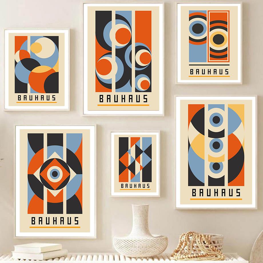 Bauhaus Color Block Geometric Figure Abstract Wall Art Posters & Prints Canvas Painting Hotel Bar Pictures For Living Room Decor