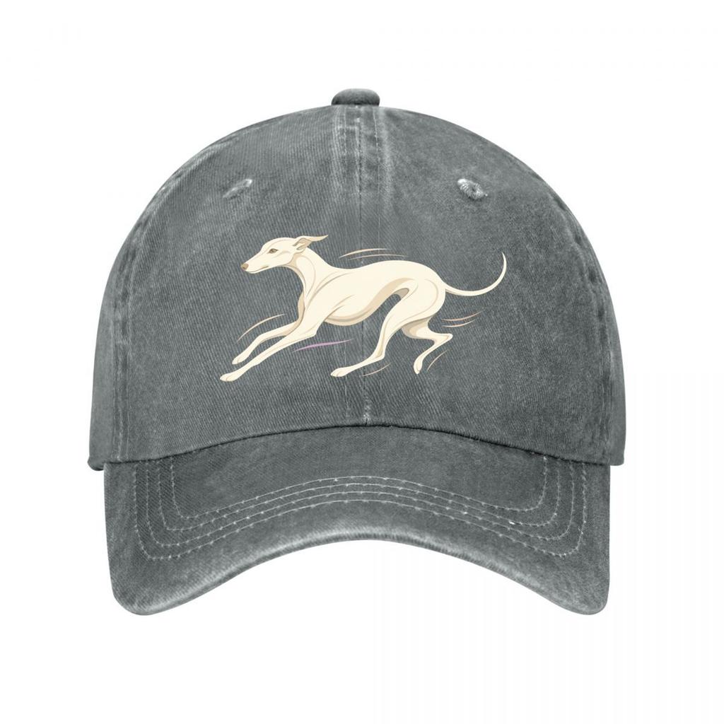 Elegante Windhund Bewegungs-Linienkunst Neue Vintage Gewaschene Baumwolle Baseballkappe Sonnenhüte