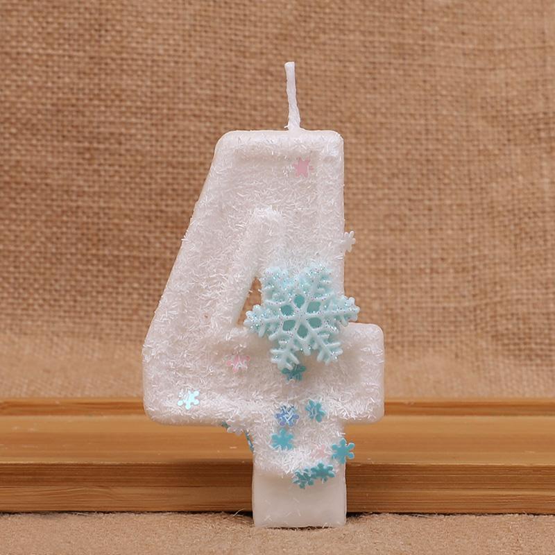 Glitter Snowflake Number Candles Kids Girls Frozen Birthday Party Cake Topper Decoration Supplies 0-9 Digital Baby Shower Gift