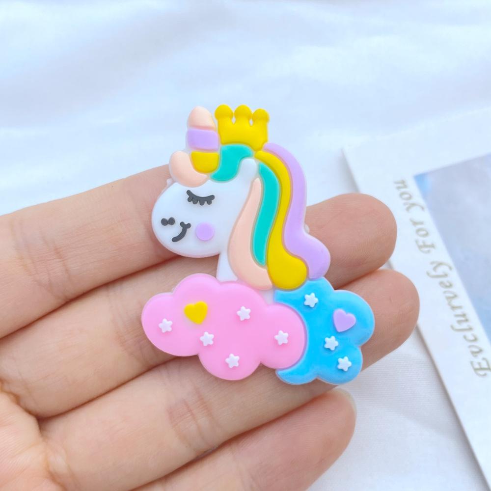 10pcs New Cute Cartoon Little Unicorn Series PVC Flexible Glue Flat Back DIY Scrapbook Embellishment Phone Craft Decoration