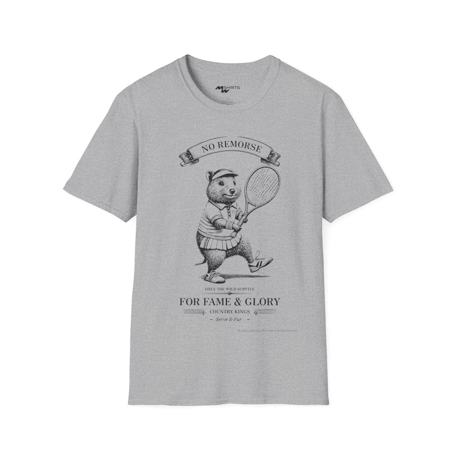 No Remorse Tennis Quokka T-Shirt - Copper Engraving Style/ Unisex Softstyle T-Shirt 4XL