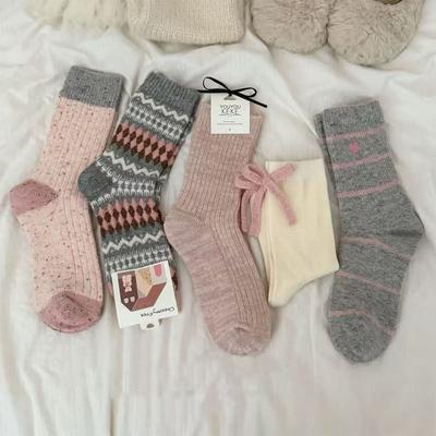 Comfortable Thick Bow Socks Warm Long Tube Socks Versatile Mid Tube Socks Fall Winter