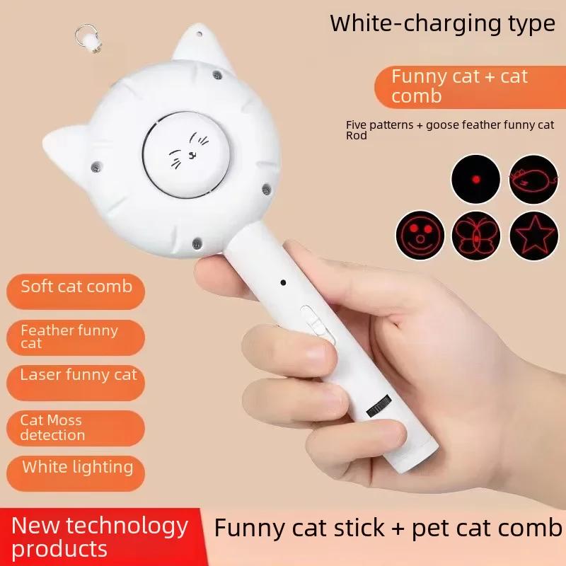 Pet Grooming Tool For Removing Floating Hair Cat Hair Remover Brush Cat Brush With Cat Teaser Sticks and Laser Toys  Pet Brush