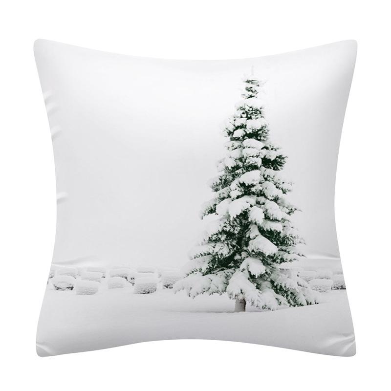 Snow Christmas Pillowcase Blue and White Printed Cushion Cover Snowflake  Tree Throw