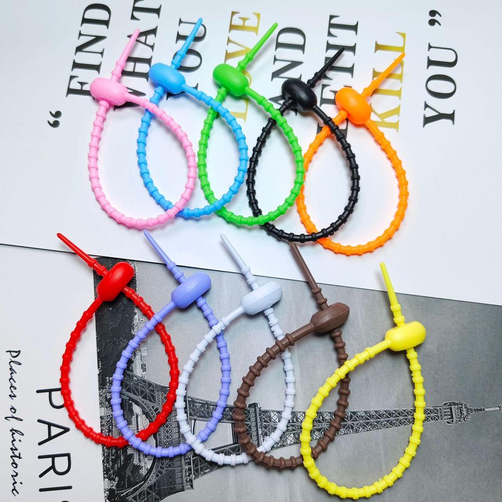 220mm Colorful Silicone Cable Tie Keychain & Wire Organizer