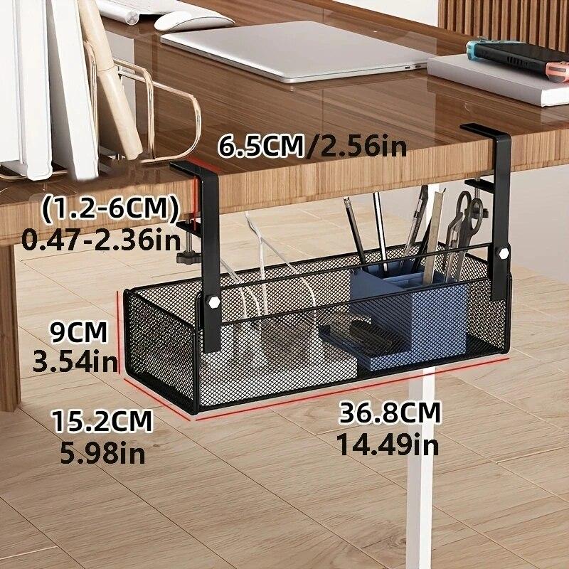 Desk Under Cable Tray Management No Drill Metal Mesh Cable Management Under Desk With Clamp Mount