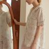 Summer Lyocell Tencel lapel short-sleeved pajama set women's flower print loungewear can be worn outside