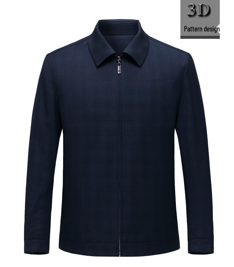 Men's Autumn Plaid Wool Jacket - Middle-Aged Dad's Business Casual Coat