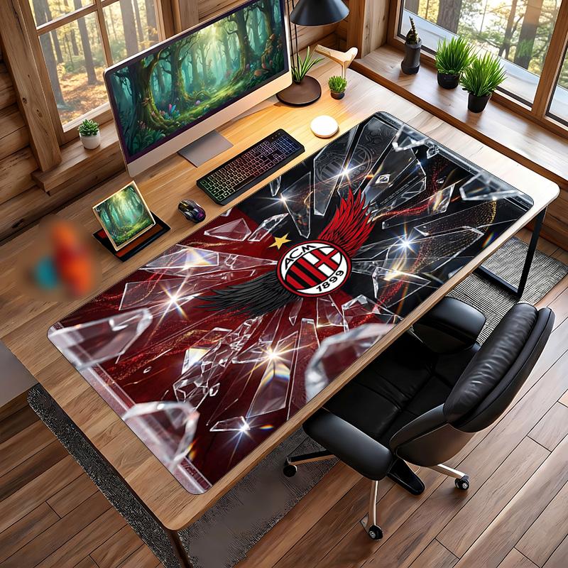 Tappetino per Mouse Grande Stampato AC Milan, Tappetino Morbido in Gomma Antiscivolo per Scrivania da Gioco per Ufficio Laptop Computer Decorazione