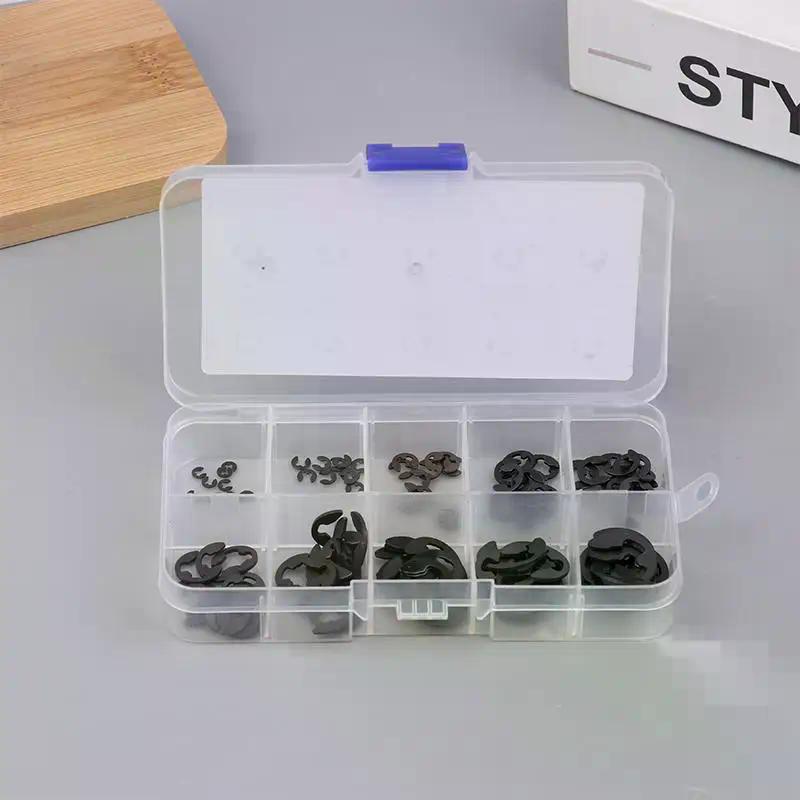 120PCS Black Stainless Steel Retaining Circlip Set Snap Ring E-Clip Washer Assortment For Shaft Fastener M1.5-M10