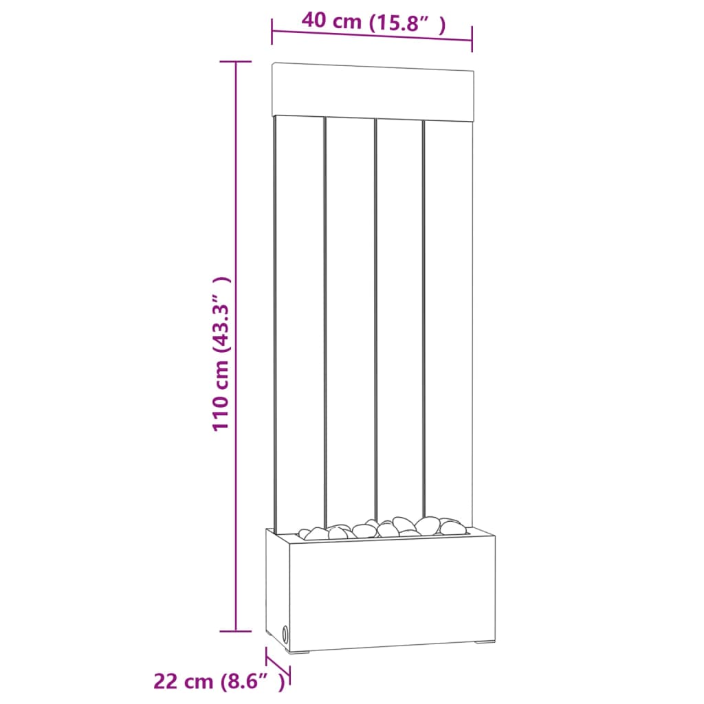 Vodní sloup s RGB LED Nerezová ocel a akryl 110 cm