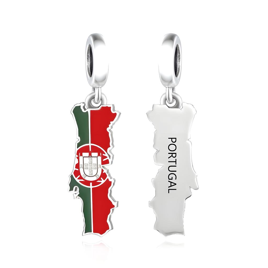 925 Silver Pan Charms Fit Original Bracelet Europe Greece Iceland France Italy Finland Flag Map Dangle Bead for Jewelry Making
