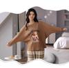 2025 Women's Spring & Autumn Cute Cartoon Cotton Pajamas - Long Sleeve & Pants, Comfortable Pullover for Homewear