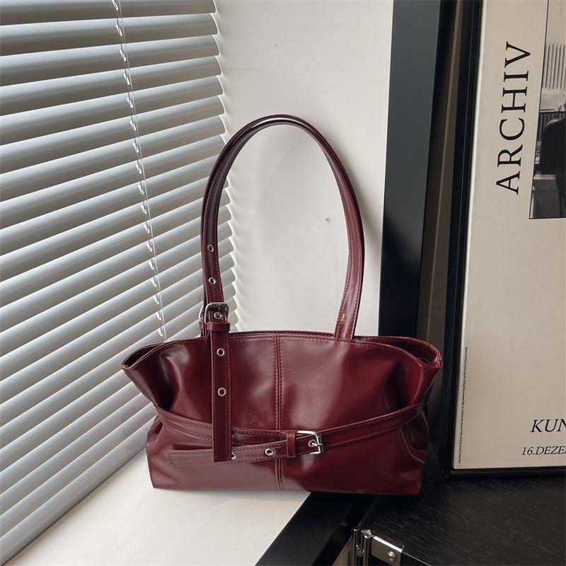 

Осенние ретро-сумки через плечо из ПУ для женщин, большая вместимость, простая женская сумка-тоут, однотонные, универсальные женские сумки