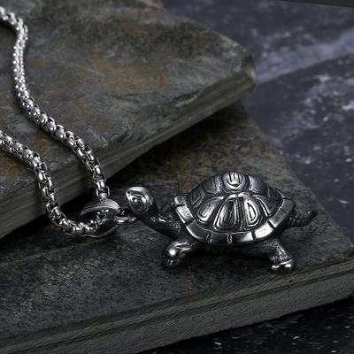 Collier Pendentif Petite Tortue Style Moto Personnalisé Vintage pour Homme Accessoires de Cou