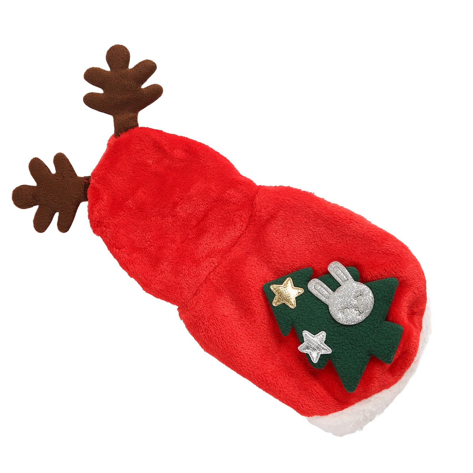 

Pet Christmas Clothes Soft Warm Snap Buttons Closure Hooded Dog Costume Coat for Cat Puppy Rabbits S S