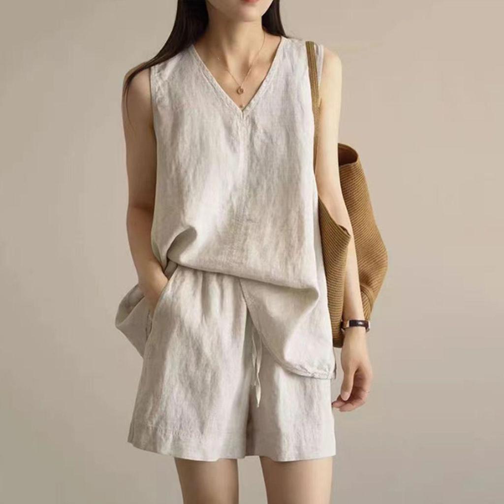 Women's Summer Slimming Sleeveless Vest & Shorts Two-Piece Set