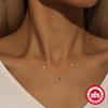 Élégant Simple S925 Argent Sterling Saphir Diamant Ensemble Fleurs Géométriques Empilées Collier Clavicule Polyvalent pour Femme