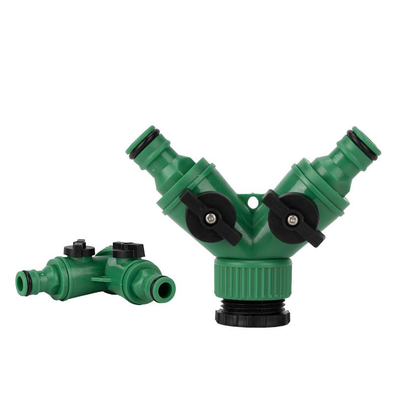 Three-Way Y-Type Copper Washing Machine Faucet Splitter with Double Nipple Connector for Watering, 1-to-2, 4/6 Capacity