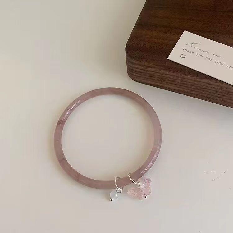 Retro Clear Green Bangle with Bells & Tassel - Women's High-End Bracelet