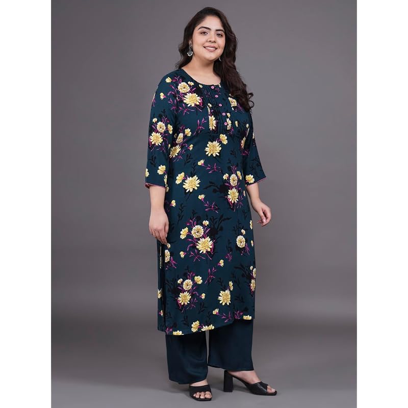 Tissu Women' Plus Floral Printed Kurta & Palazzo With Dupatta ( Green )