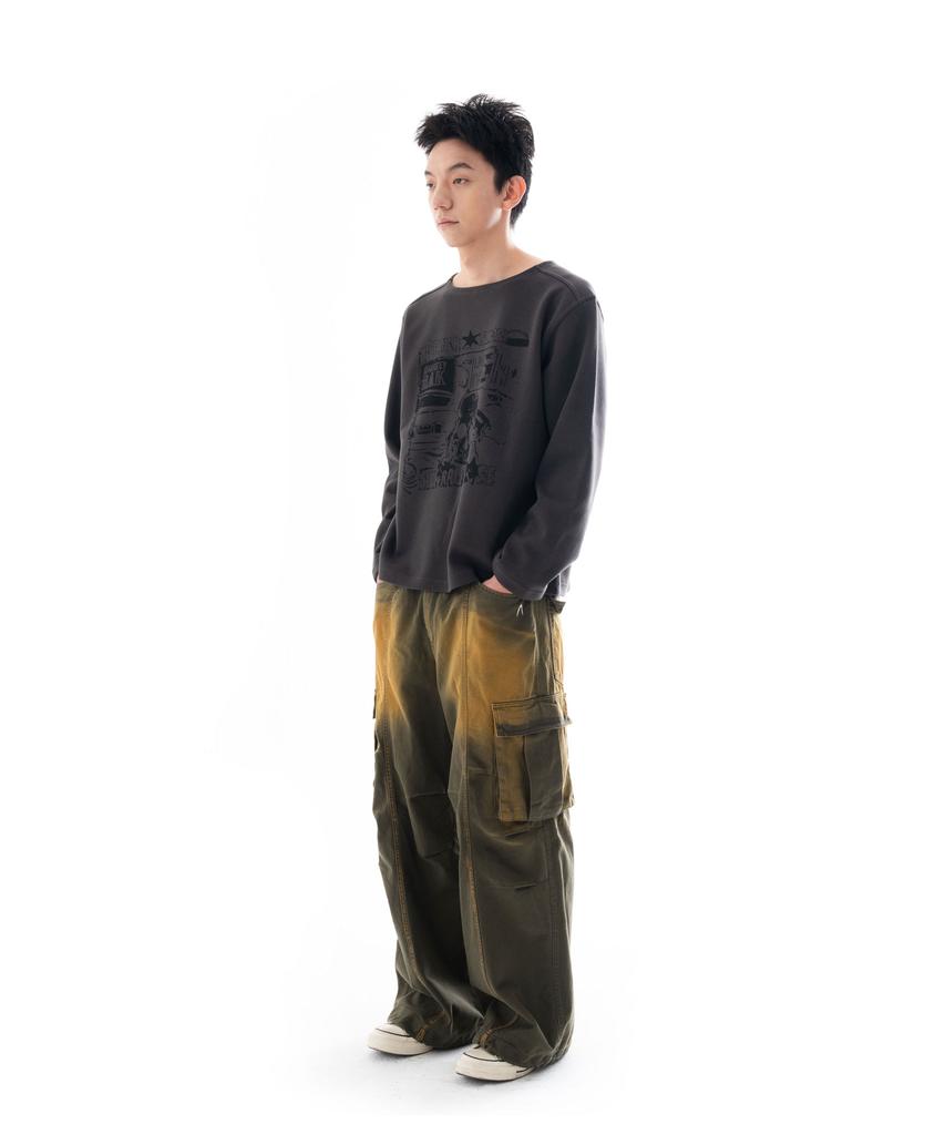 AAKAM Printed Long Sleeve Top (Dark Gray)