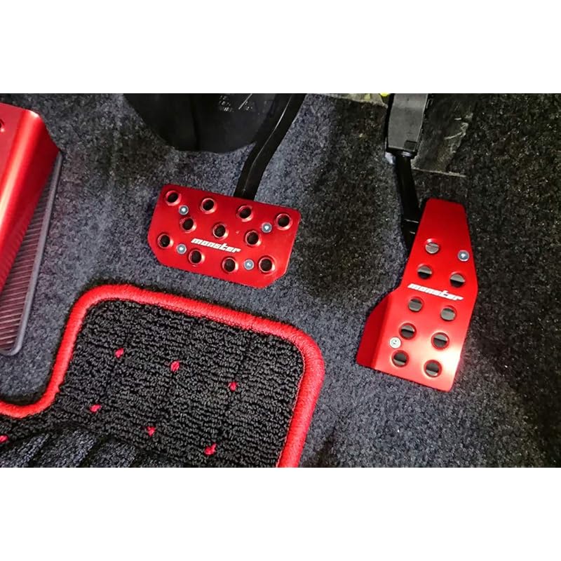 MONSTER SPORT Sport Driving Pedal Covers, Red Anodized, for Swift Sport [ZC33S], Swift [ZC13S/ZC83S], and Other Automatic Transmission Vehicles (ZC33