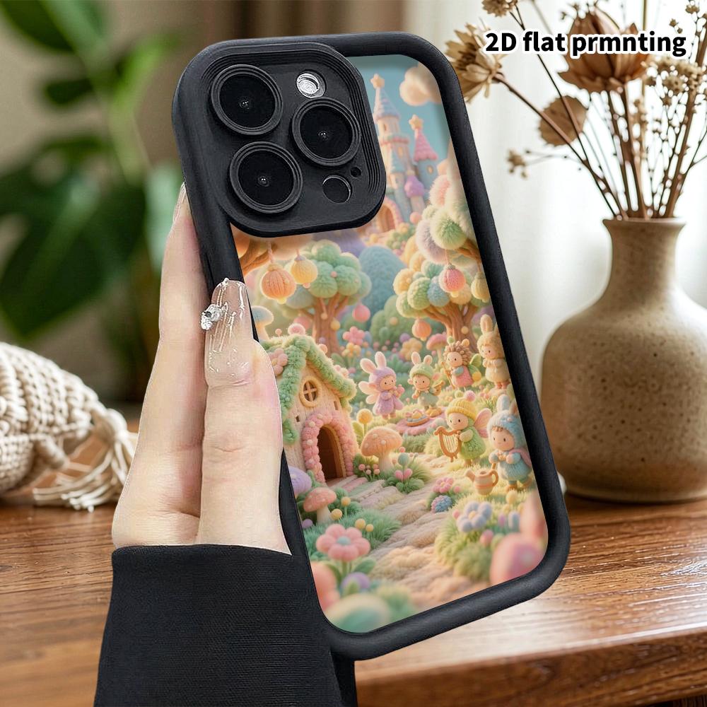 Phone Case: 2D flat, suitable for iPhone 18, 17, 16, 15, 14, 13, 12 Pro protective case, Elf Town, perfect Christmas and Halloween holiday gift