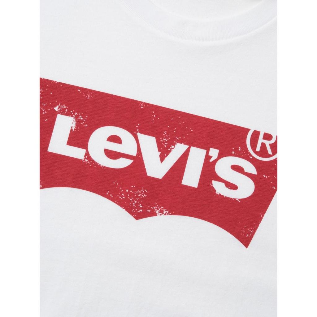 Levis Letní Jednoduché Pohodlné Tričko s Krátkým Rukávem s Potiskem Loga s Kulatým Výstřihem Pánské Topy Bílá 002A0-0000