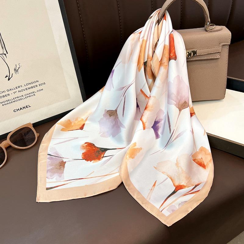 Women S Floral Print Square Scarf Spring Summer Decorative Neck Scarf Elegant Luxury Lightweight