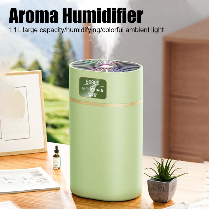 1100ml USB Air Humidifier Colorful Ambient Light Essential Oil Aroma Humificador Cool Mist Fogger Home Office Fragrance Diffuser