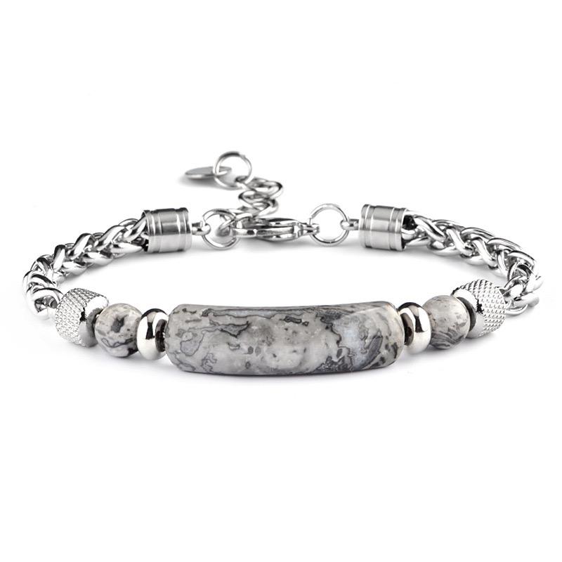 3 Colors Stainless Steel Cuban Chain Bracelet Men Adjustable Unfading Tiger Eyes Obsidian Stone Braslet Cool Riding Accessories