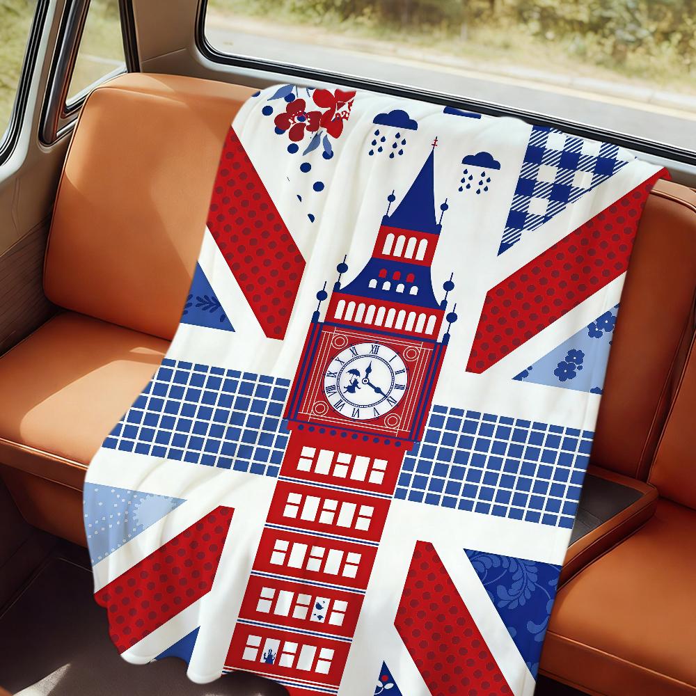 Herz Cartoon Kunstmuster London Big Ben weiche warme Plüschdecke Schlafsaal Sofa Wohnzimmer Haustier Zuhause Schlafzimmer Geschenk Nickerchen Zuhause Flanell
