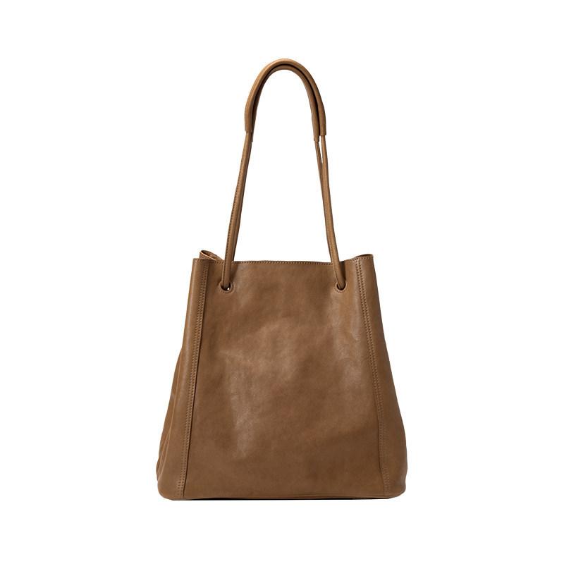 

Single Shoulder Crossbody Commuting Large Capacity Tote Bag, Leather Retro Computer Bag