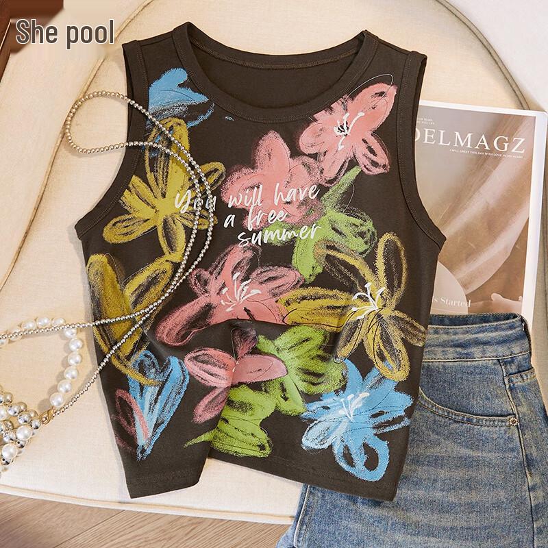Women s Slim-Fit Graffiti Print Tank Top L