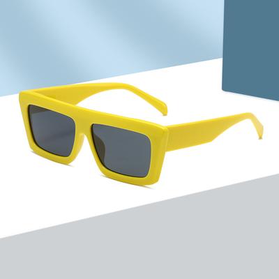 Fashion Square Sunglasses Woman Brand Designer Sun Glasses Vintage Men Small Frame One Piece Trend Goggles Yellow Eyewear
