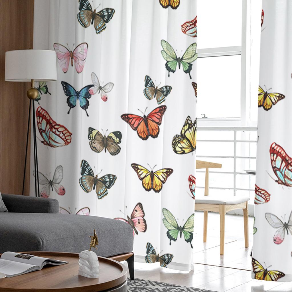 Perdele din tul pentru interior, culoare fluture, densă, dormitor pentru fete, perdea rafinată din voal camera de zi bucătărie, draperii din țesătură din șifon