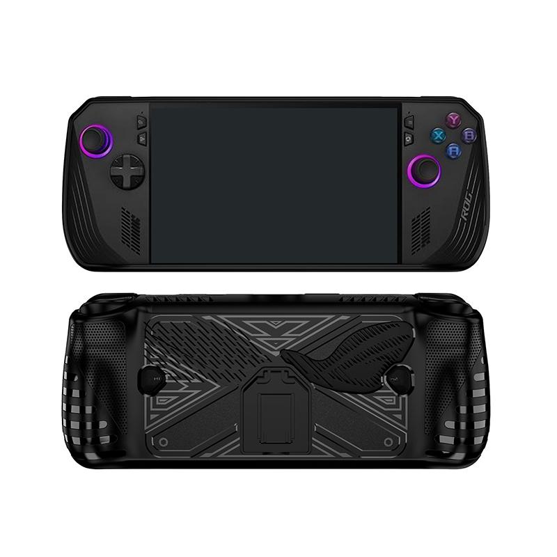 

1 шт. Защитный чехол для игровой консоли Rog Ally X с подставкой, противоударный и устойчивый к падениям, защитная оболочка из мягкой резины ТПУ чёрный
