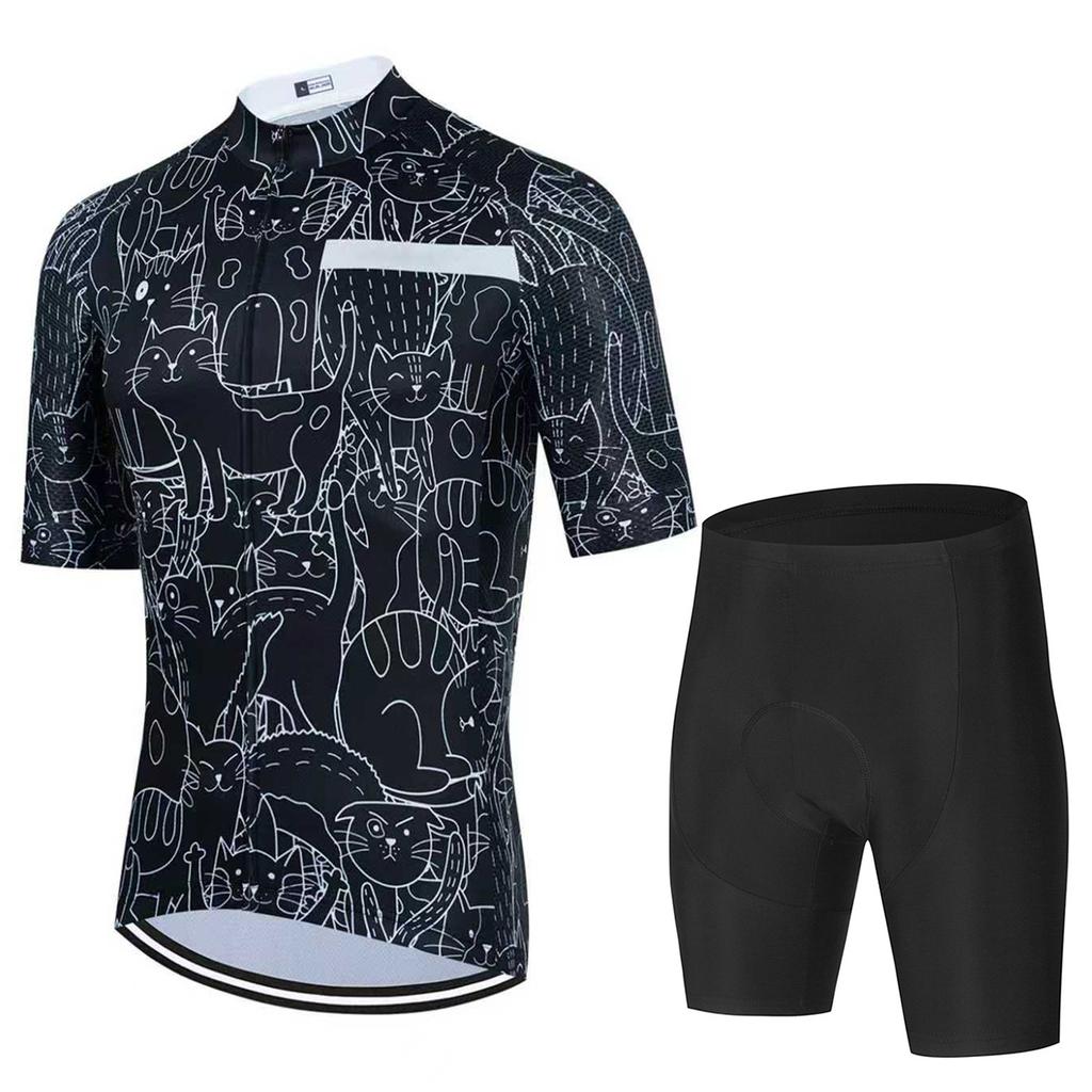 2026 Summer Men's Road Mountain Bike Riding Suit Set Breathable Sweat Wicking Short Sleeve Riding Top