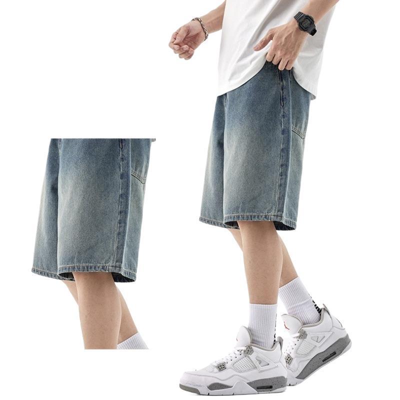 Retro Unisex Volné Prané Džínové Šortky s Rovnou Nohavicí na Léto